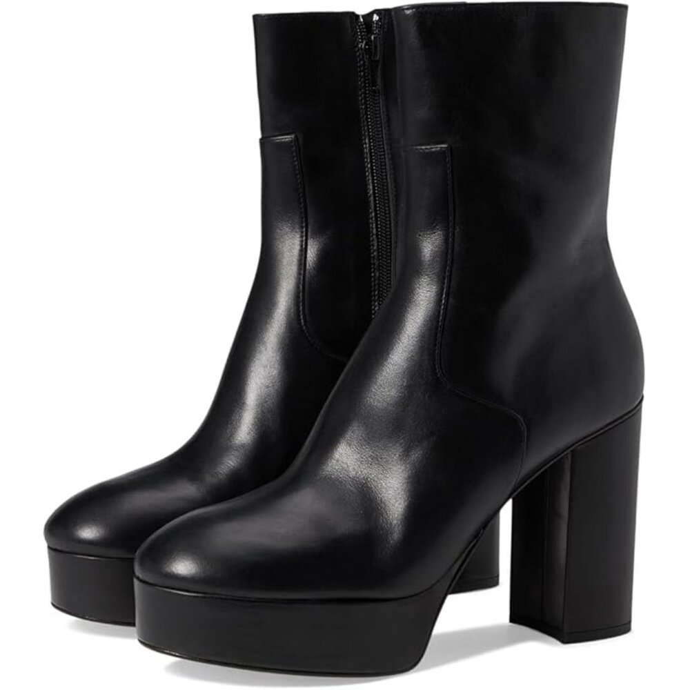 Alohas Thunder Black Leather Platform Ankle Boots Size 42 NIB
